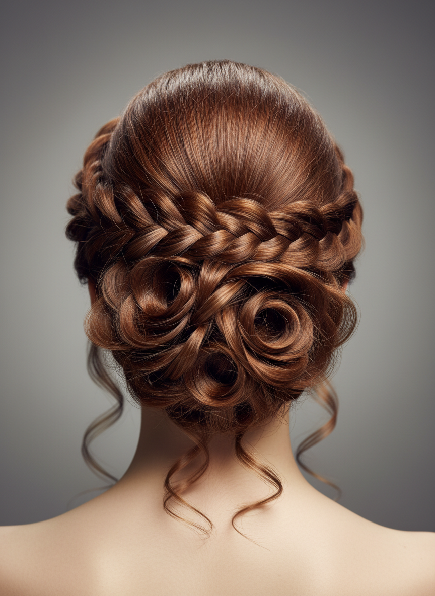 Elegant evening hairstyle detail